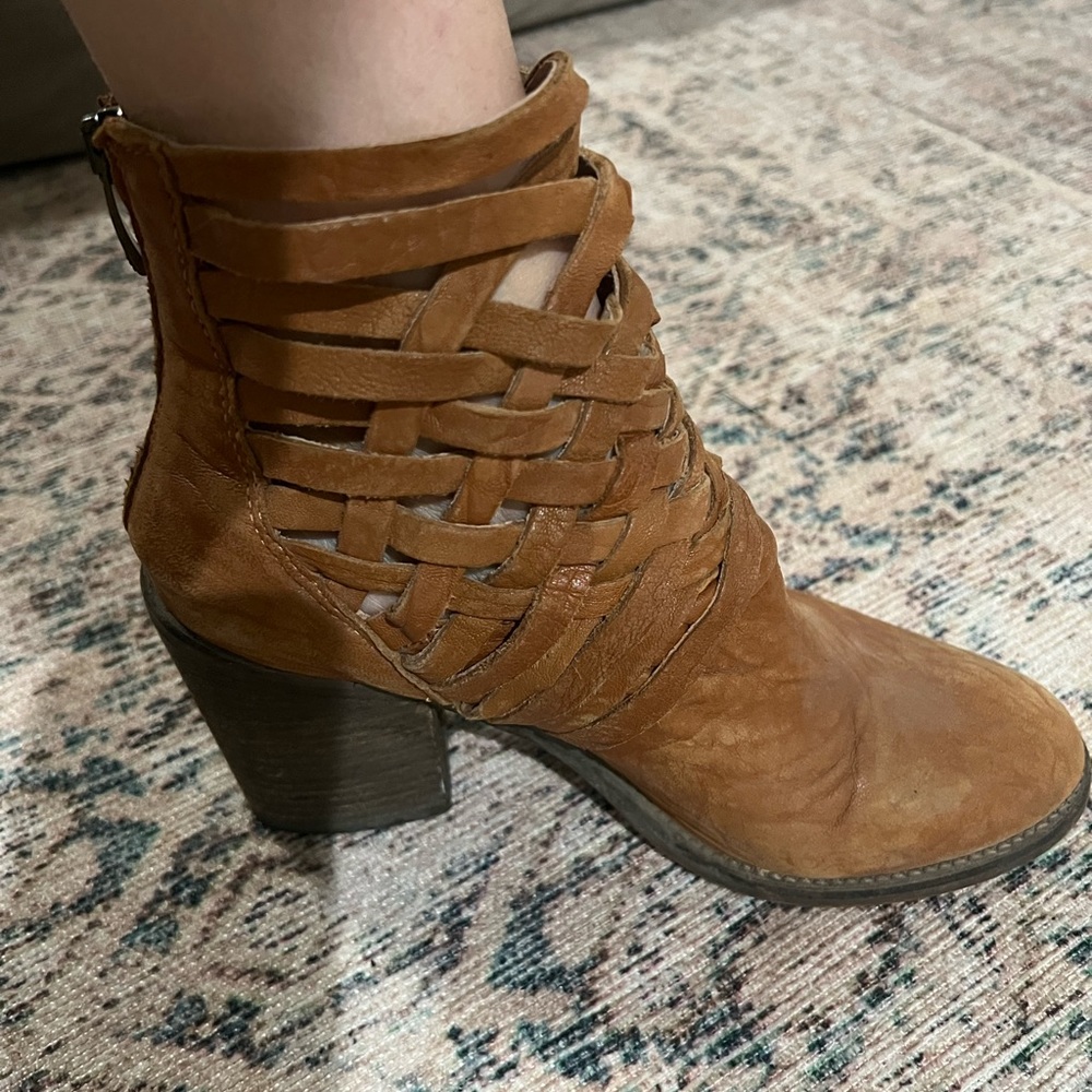 Free people cognac braided booties
